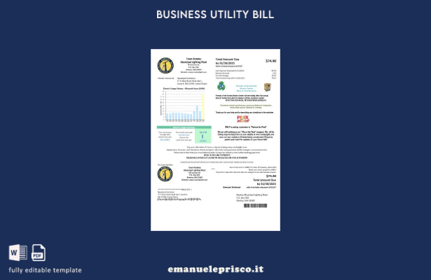 stile verificato Modello di bolletta di utilità aziendale per l'energia elettric